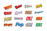 set of comic phrases