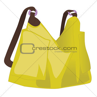 Yellow women handbag isolated on white background. Vector illustration.