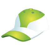 Fashionable sports baseball cap green with white. Isolated on white background. Vector illustration.