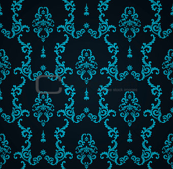 Vector seamless blue pattern with art ornament. Vintage elements for design in Victorian style. Ornamental lace tracery background. Ornate floral decor wallpaper