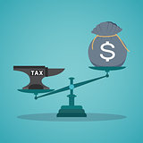 Concept balancing with income and tax.