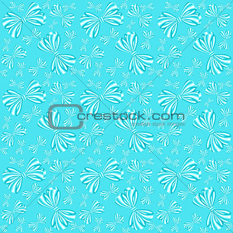 Seamless pattern with bows from ribbons on a blue background