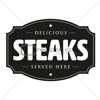 Steaks vintage sign black