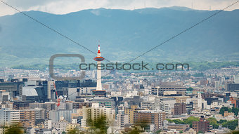 Kyoto city with tower