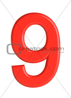 Red number. 3D illustration
