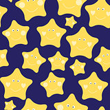 Cute Children's Seamless Pattern Background with Stars Vector Illustration