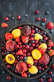 Fresh ripe summer berries and fruits 