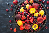 Fresh ripe summer berries and fruits 