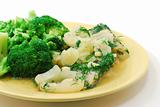 Broccoli and fish dish