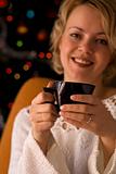 Enjoying an evening tea or coffee at home in the holidays