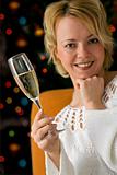 Woman with champagne celebrating