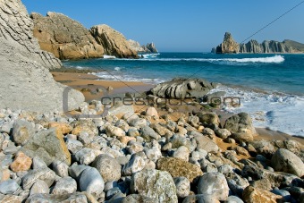 Rocks on Liencres's coast in Cantabria