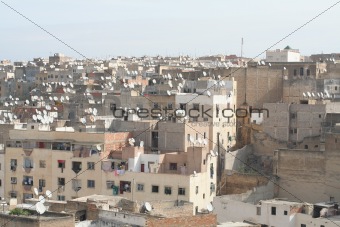 Roofs with satelites, ancient moroccan city Fez