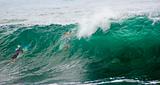 Dive Under Big Surf Wave