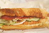 Foot long subway sandwich ready to be eaten