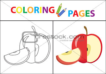 Coloring book page. Sketch outline and color version. Coloring for kids. Childrens education. Vector illustration.