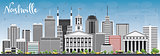 Nashville Skyline with Gray Buildings and Blue Sky.