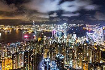 Hong Kong Skyline at Night, View from The Peak