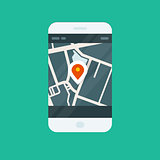 City navigation smartphone app - location on map