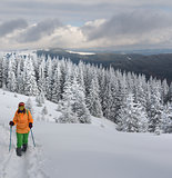 girl in winter trekking