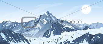 Panorama of mountain peaks