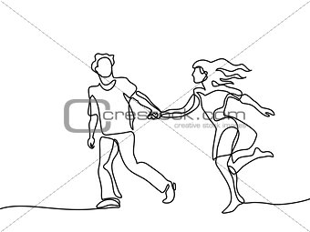 Happy running couple