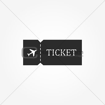 Blank ticket plane icon. Travel symbol.