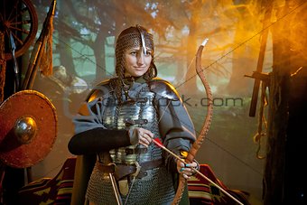 Woman in warrior costume