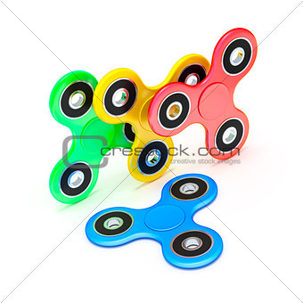 four fidget spinner in different colors