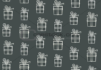 Cute outline white gift boxes pattern