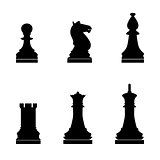 Chess pieces the black color icon .