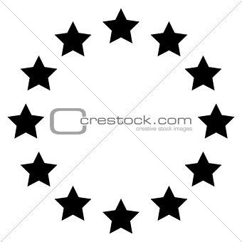 Stars in circle the black color icon .