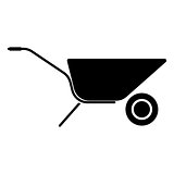 Wheelbarrow cart the black color icon .