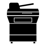 Multifunction printer or automatic copier the black color icon .