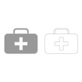 Medical case  grey set  icon .