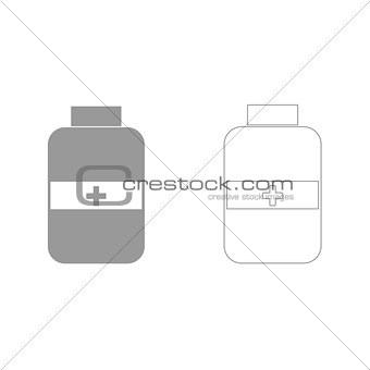 Medicine bottle  grey set  icon .