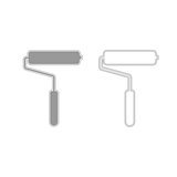 Paint roller  grey set  icon .
