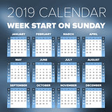 Simple 2019 year calendar
