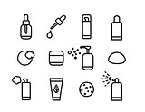 Vector line art cosmetics icons