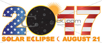 2017 Toal Solar Eclipse Over USA Numeral Illustration