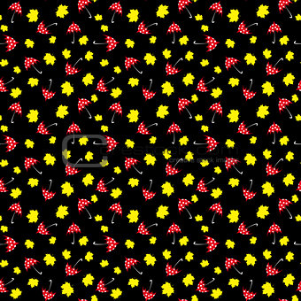 seamless pattern with umbrella and leaf. vector