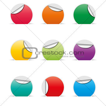 Set of empty paper stickers with space for text, vector illustration.