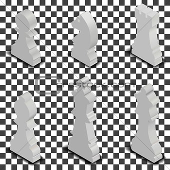 Chess figures isometric, vector illustration.