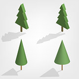 Green trees in 3D, vector illustration.