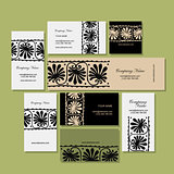 Business cards design, ethnic floral ornament
