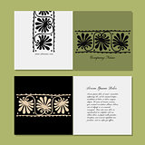 Greeting card design, ethnic floral ornament
