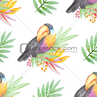 Watercolor tropical pattern