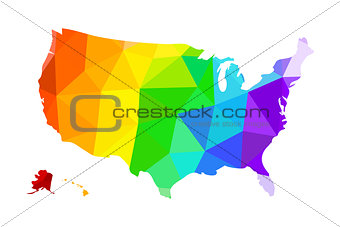 The LGBT flag in the form of a map of the United States of America