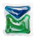 gel capsule with laundry detergent on white