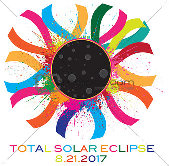 2017 Total Solar Eclipse Corona Text Color Illustration